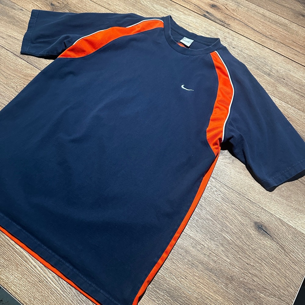 Vintage Nike Navy Orange Dri-FIT Performance T-Shirt Mens Large
